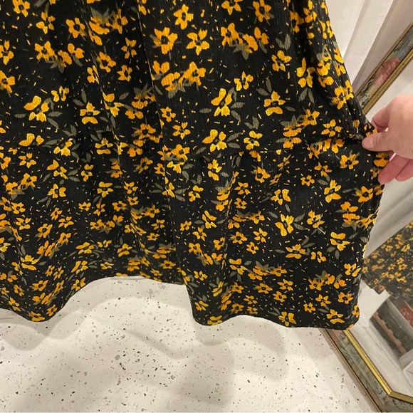 Free people black yellow floral maxi boho ruffle dress adorable - Picture 4 of 7